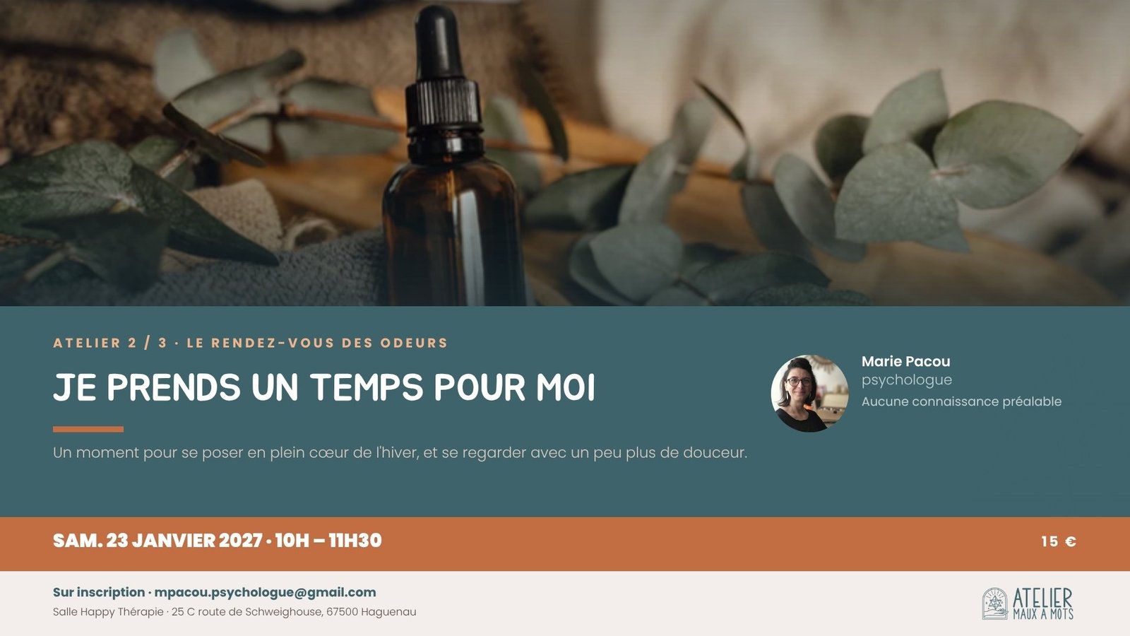 Atelier Je prends un temps pour moi, 23 janvier, avec Marie Pacou